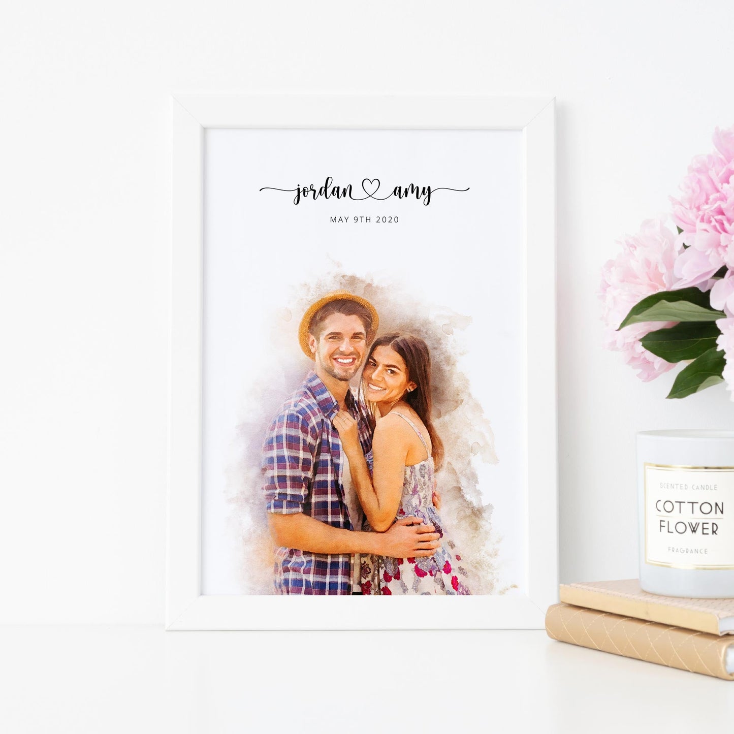 Custom Engagement Anniversary Couple Portrait