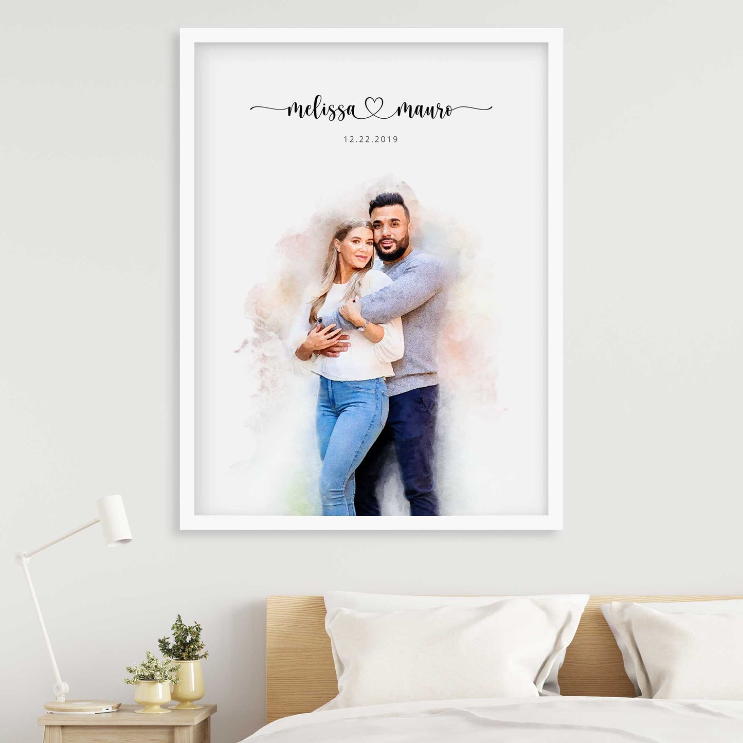 Custom Engagement Anniversary Couple Portrait