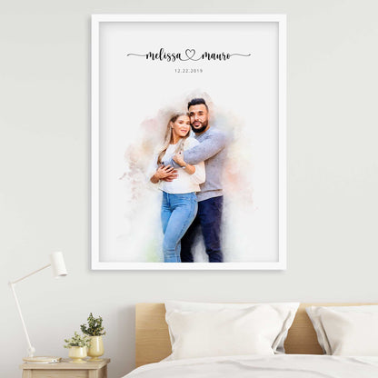 Custom Engagement Anniversary Couple Portrait