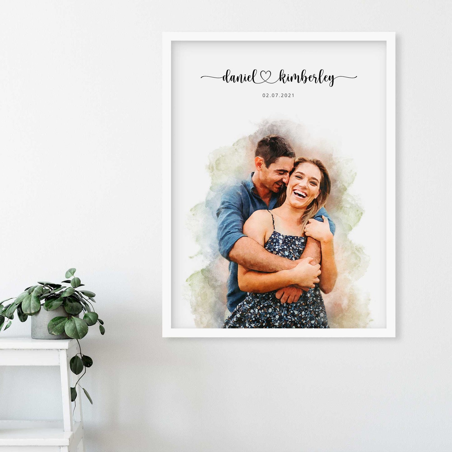 Custom Engagement Anniversary Couple Portrait