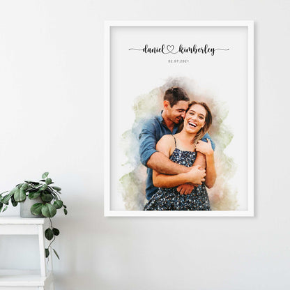 Custom Engagement Anniversary Couple Portrait