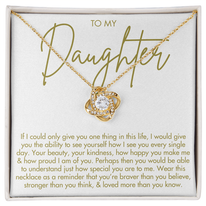 To My Daughter Necklace - Love Knot