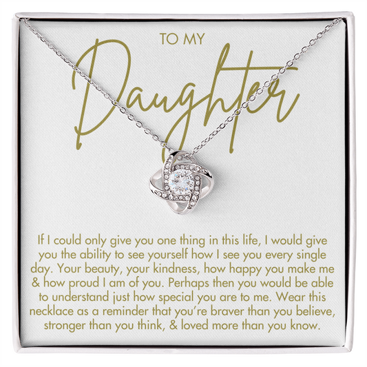 To My Daughter Necklace - Love Knot
