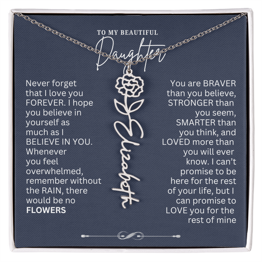 Flower Name Necklace For Daughter